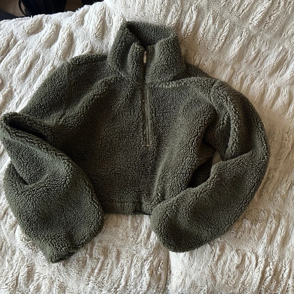 Topshop Olive Teddy Jacket - Picture 1 of 6